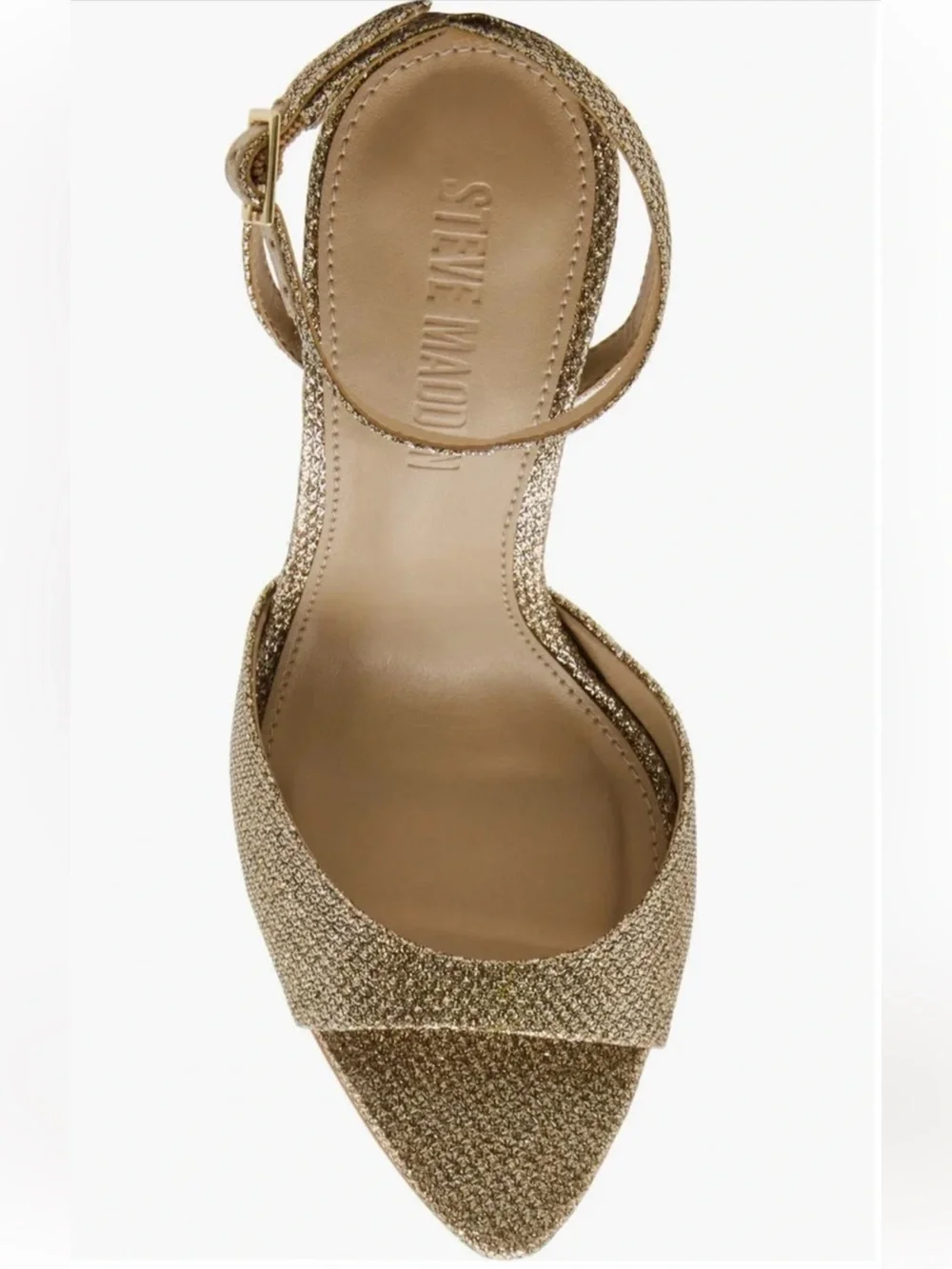 Steve Madden Women’s Beki Gold Glitter Ankle-Strap Sandals Sz 9.5 NWB